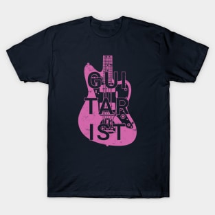 Guitarist Electric Guitar Body Pink Color T-Shirt